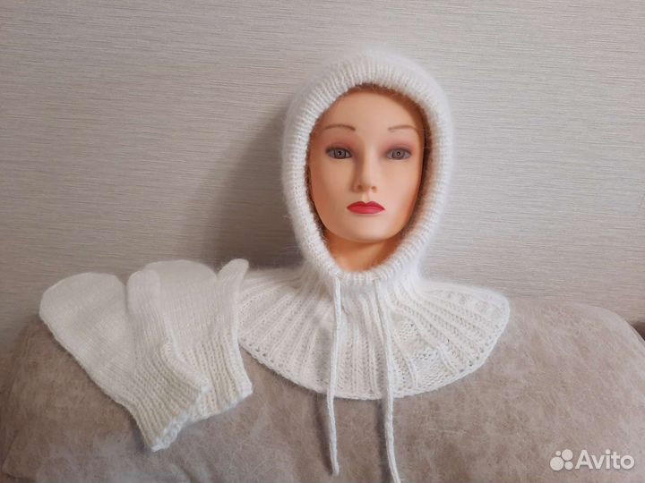 Комплект капор и варежки