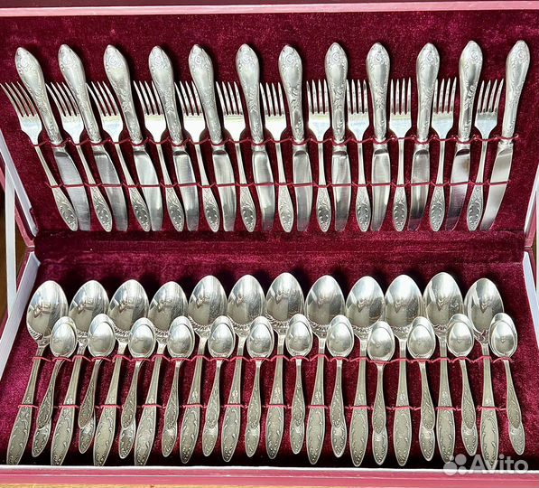 Мельхиор Кольчугино новый столовый набор 60 приб