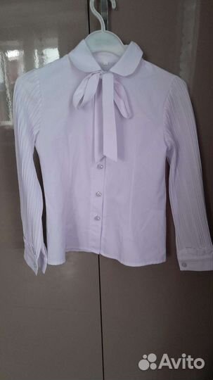 Блузка белая для девочек 128