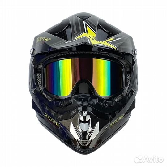 Мотошлем кроссовый RockStar защитный шлем на мото