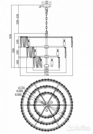 Подвесной светильник Maytoni Puntes MOD043PL-18G