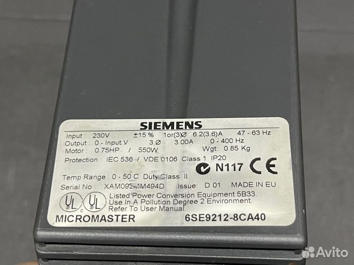 Siemens micromaster 6SE9212-8CA40 Б/У, 8 шт