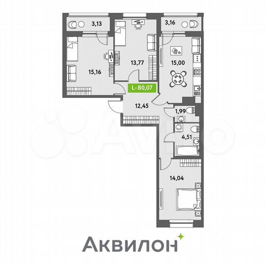4-к. квартира, 80,1 м², 10/12 эт.