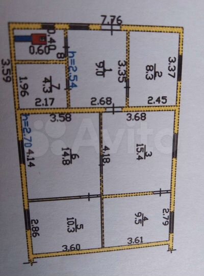 4-к. квартира, 75 м², 1/1 эт.
