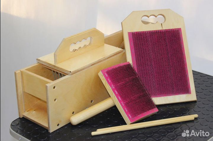 Набор трепалка для шерсти + кардерная доска