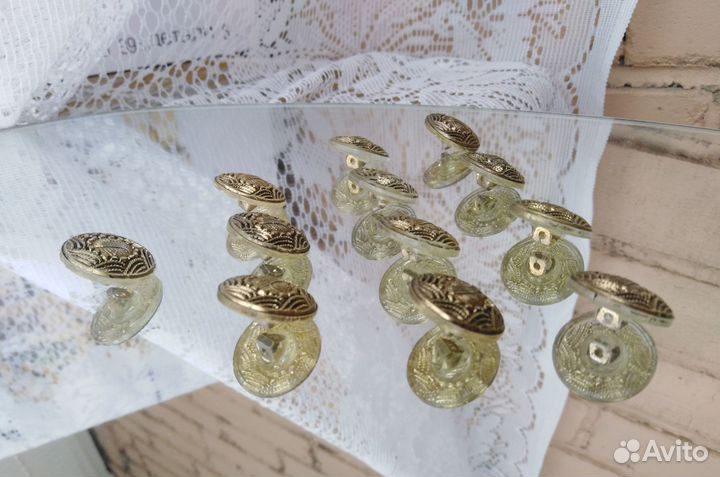Антиквариат Пуговицы Стекло/Позолота Кол-во12 штук