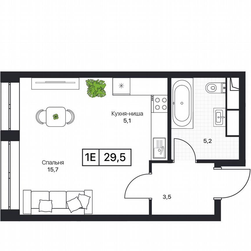 1-к. квартира, 29,5 м², 2/17 эт.