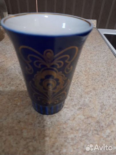 Стакан, фарфор кобальт с золотом