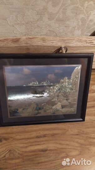 Картина морской берег в рамке современный дизайн