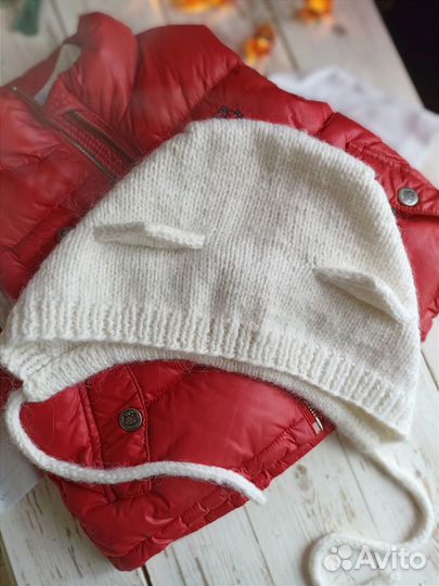 Шапка женская вязаная на весну, шапка с ушками