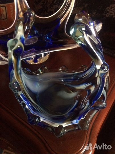 Вазы парные. Bohemia. Гутное стекло