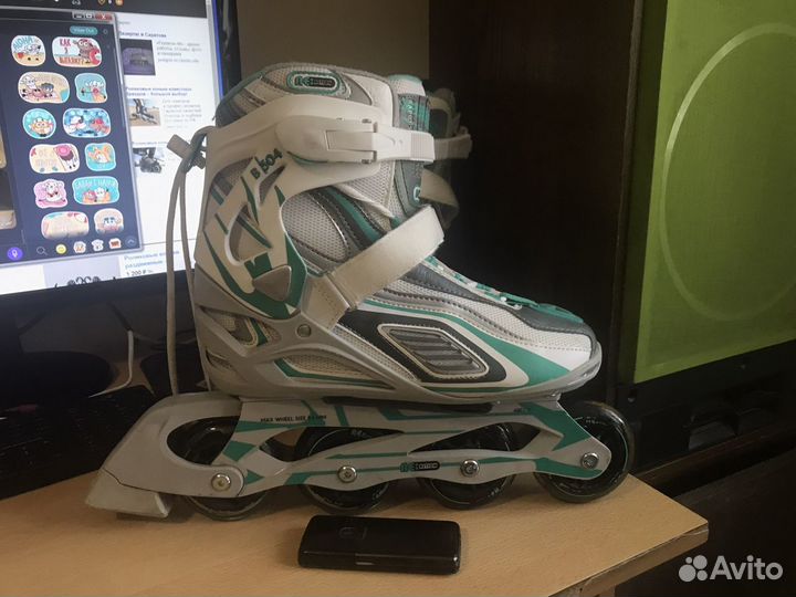 Роликовые коньки RE:action B304W + защита