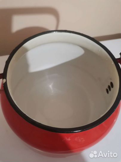 Чайник эмалированный металлический красный