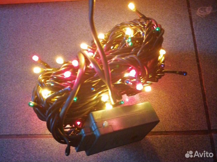 Электрогирлянда 100 ламп 4 цвета, минилампы