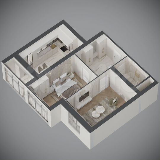 2-к. квартира, 73,3 м², 4/9 эт.