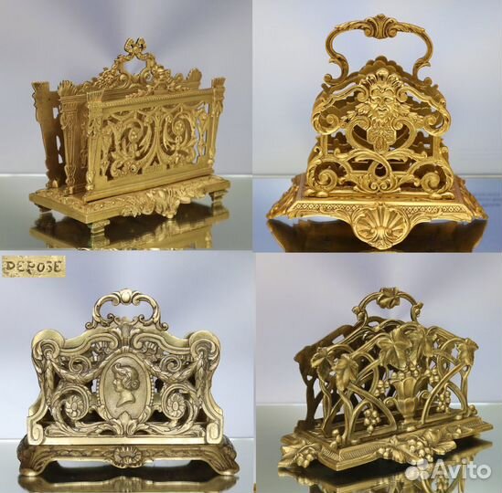 Салфетница подставка бронза латунь золото ангел