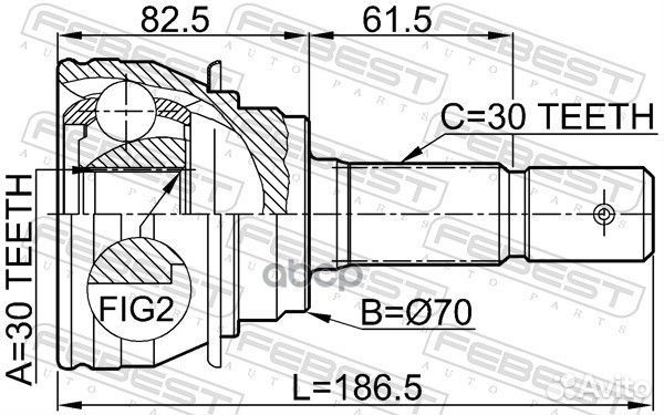 Шрус наружный 30x70x30 (toyota land cruiser PRA