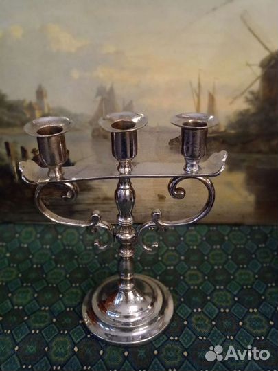 Канделябр на 3 свечи. Посеребрëнный. Винтаж