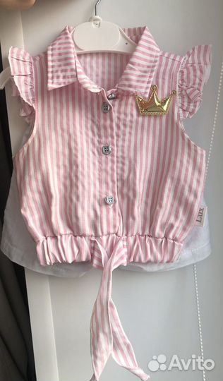 Летняя двойка (рубашка+шортики) на девочку 9-12мес