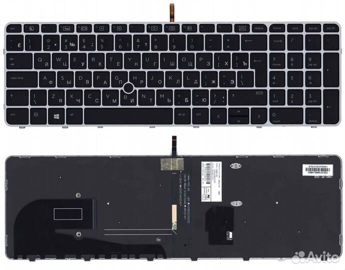Клавиатура HP Elitebook 850 G3 черная, серая рамка