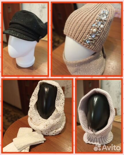 Головные уборы женские. Шапка/хомут. Капор. Шарф