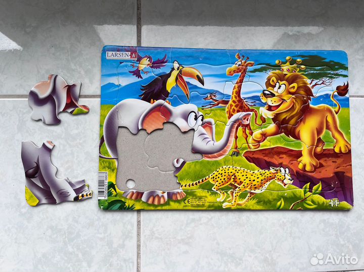 Пазлы larsen Веселое сафари 14 деталей