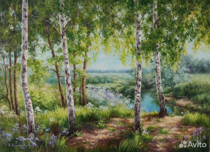 Картина Летний пейзаж с березами