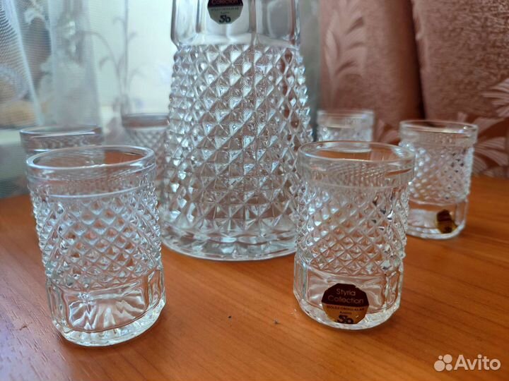 Хрустальный графин с рюмками СССР