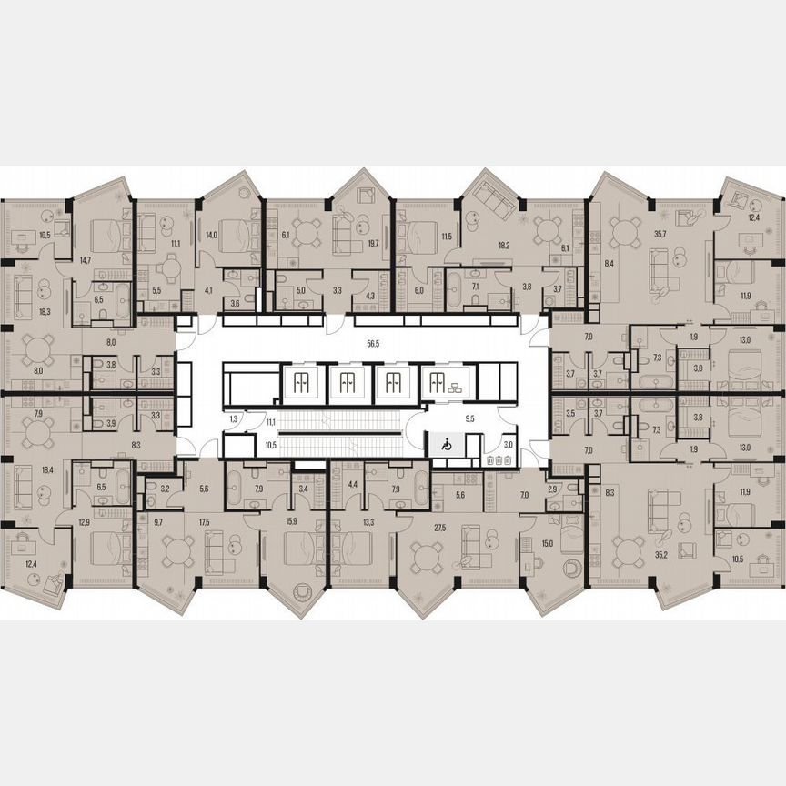 2-к. квартира, 63,2 м², 26/39 эт.