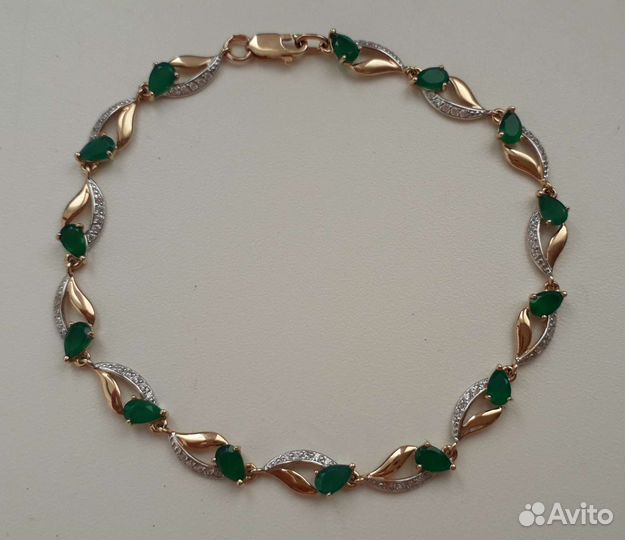 Браслет новый из золота 585пробы с агатами