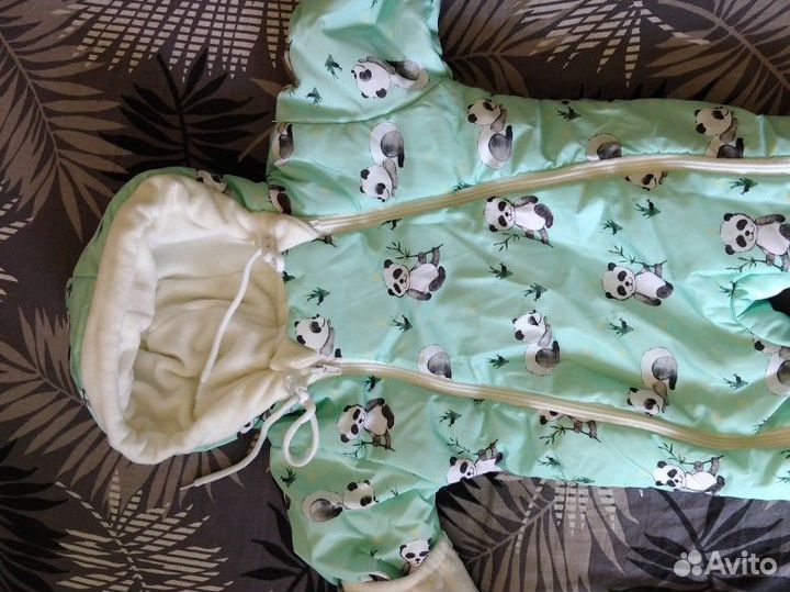 Конверт на выписку с комбинезоном зимний