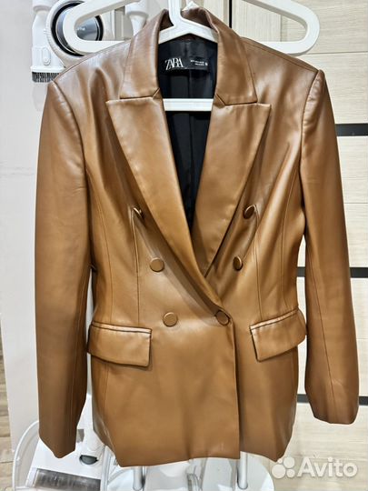 Пиджак Zara экокожа
