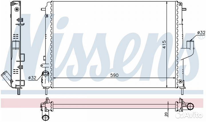 Радиатор охлаждения двигателя 637613 Nissens