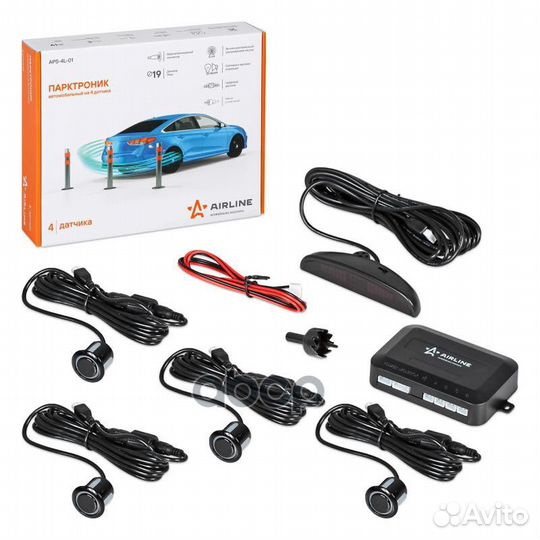 Парковочный радар 4 датчика, светодиодный экран