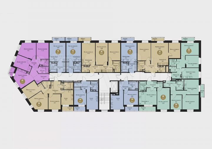 2-к. квартира, 45,9 м², 6/6 эт.