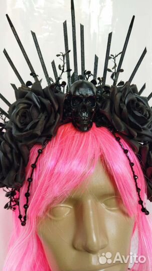 Корона чёрные лучи с черепом