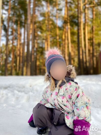Зимняя шапка и шарф для девочки, 46-48