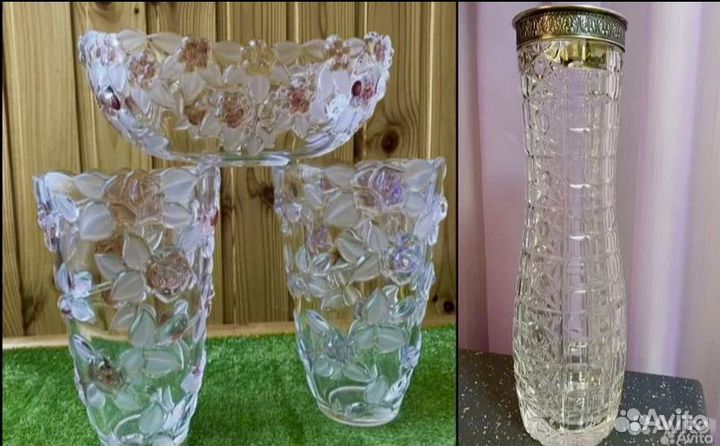 Ваза Германия Наташа Ваза с серебряным ободком