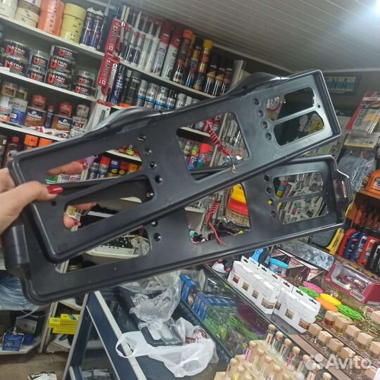 Рамка под номер с подсветкой белая серая