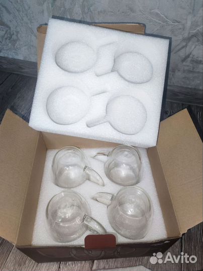 Кружки с двойным дном набор 6 шт новый