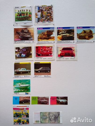 Вкладыши от жвачек 90 х