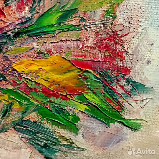 Картина маслом, цветы, букет, сирень