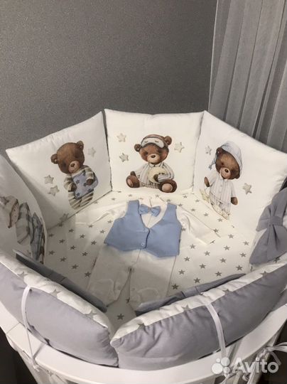 Матрас круглый детский круг, чехол, простынь