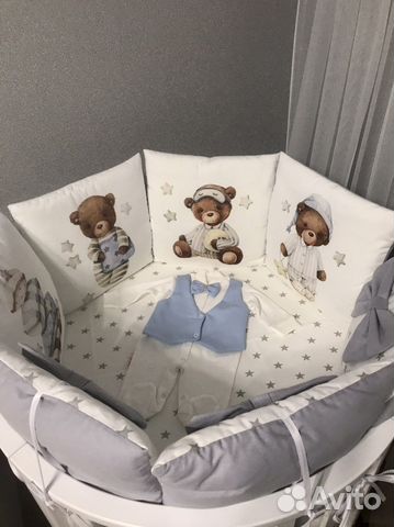 Матрас круглый детский круг, чехол, простынь