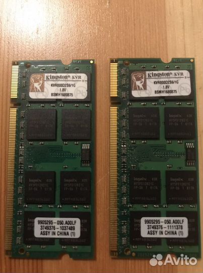 Оперативная память 2x1 GB DDR 2- 800 MHz