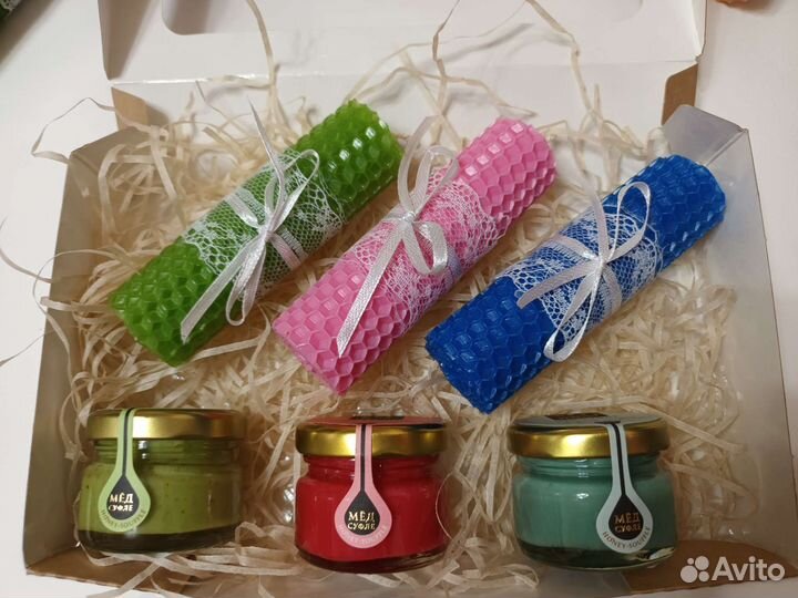 Набор свечей из вощины с мёдом суфле