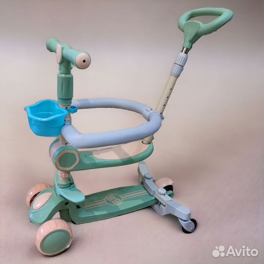 Самокат детский 6в1 с ручкой и бампером