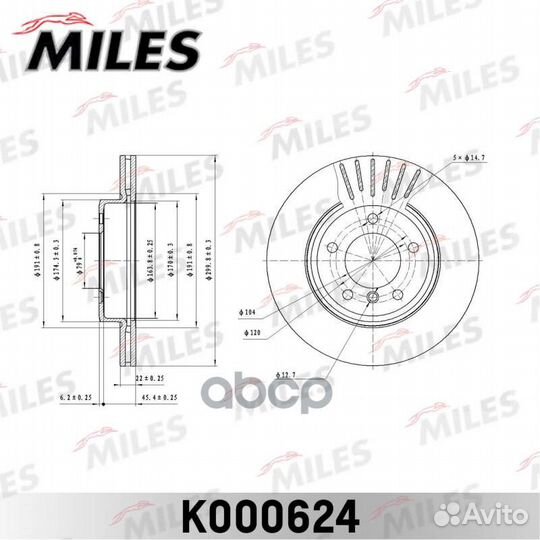 Диск тормозной передний D300мм. BMW 3 E46 318-3