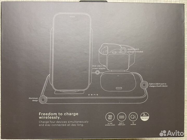 Беспроводная зарядка Zens Aluminium Series 4 in 1