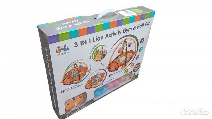 Детский коврик развивающий Лев 3в1